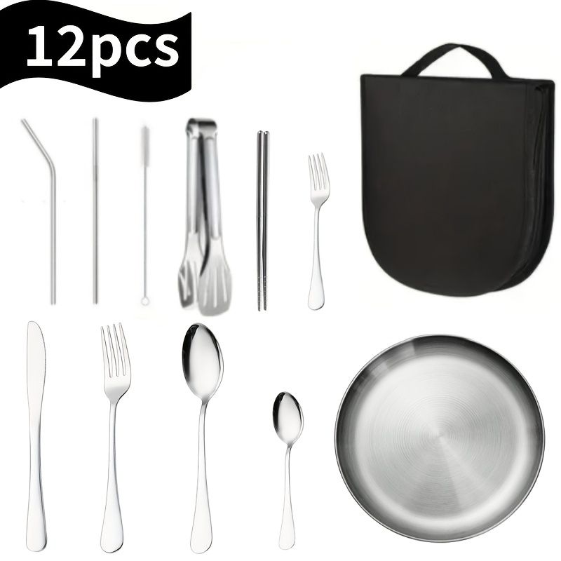 Silver Black Yellow stainless steel cutlery set view 2