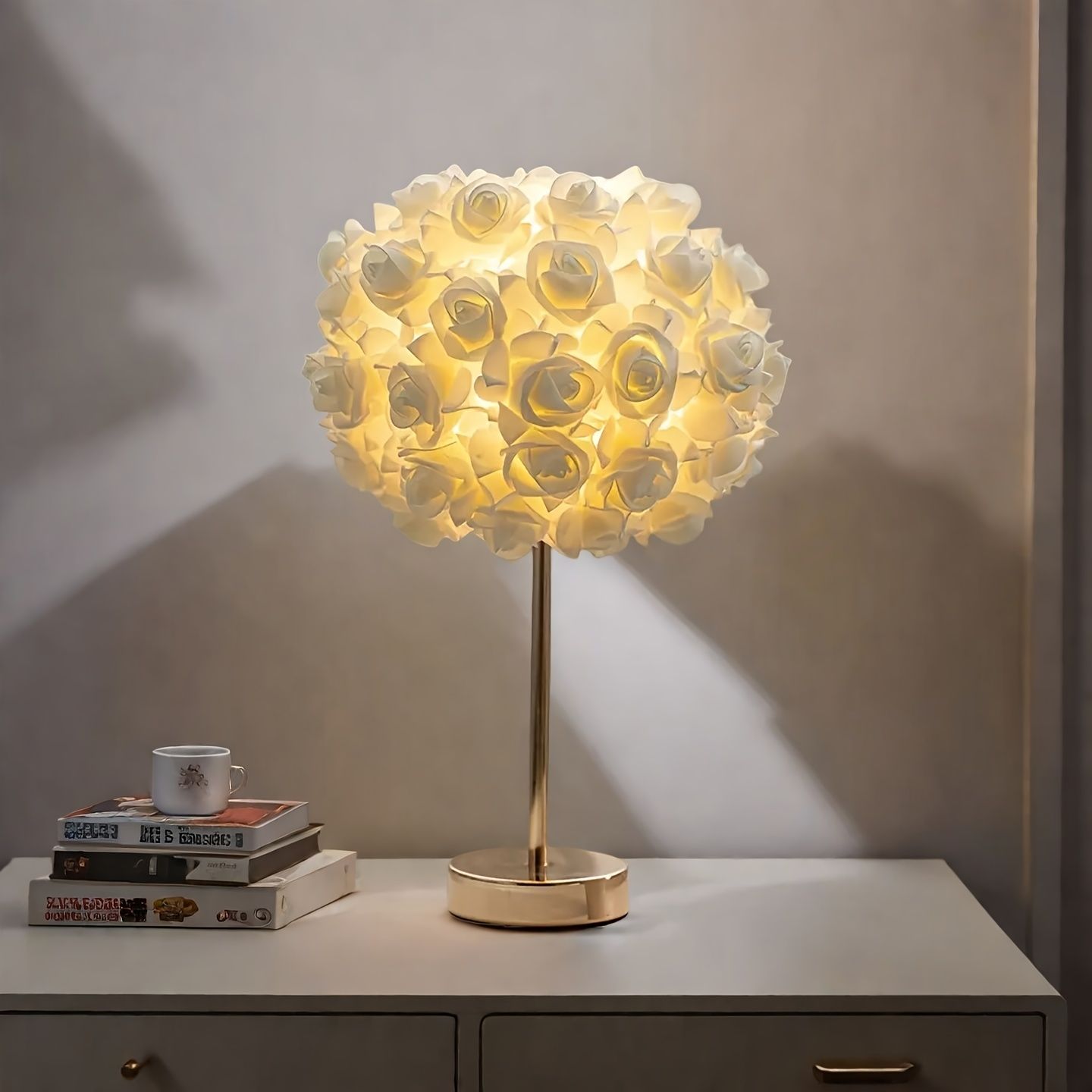 Gold Rose-Shaped Night Light Table Night Light Ambient Lighting Home Decor