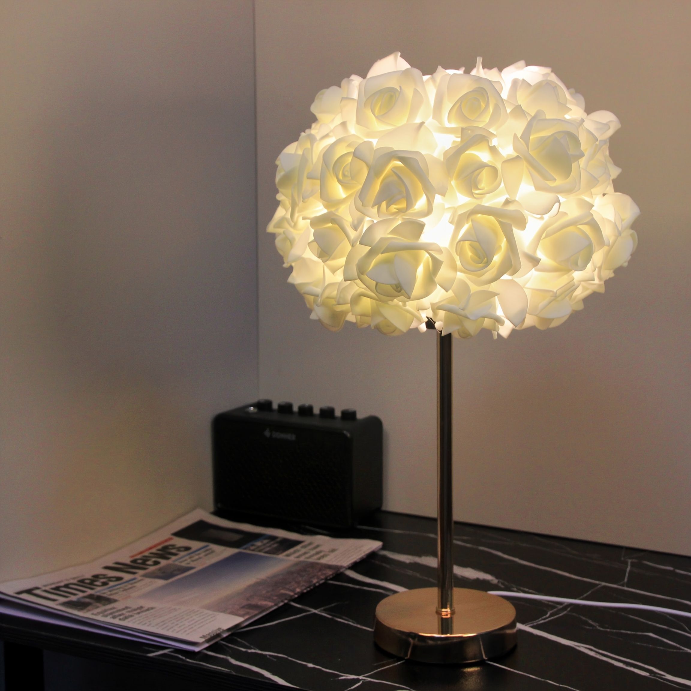 Gold Rose-Shaped Night Light Table Night Light Ambient Lighting Home Decor view 5