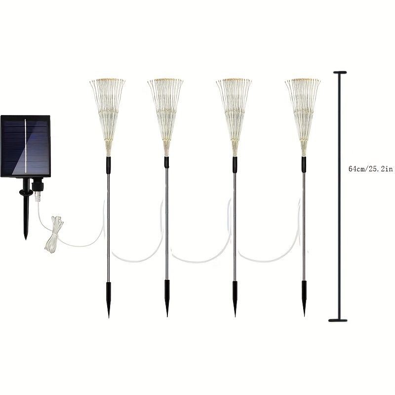 Black Solar Garden Lights Dandelion LED Lights Colorful Outdoor Lights 4-Pack