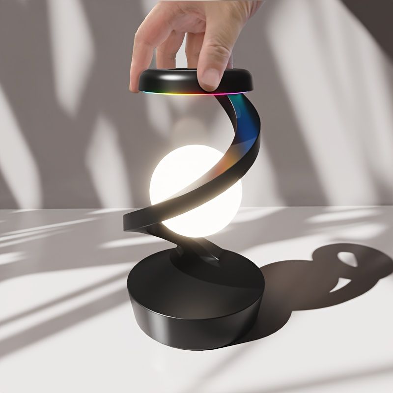 Gray Modern Night Light Spiral Design LED Night Light Ambient Lighting Wireless view 4