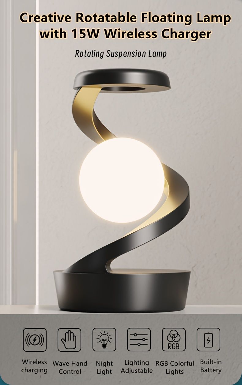 Gray Modern Night Light Spiral Design LED Night Light Ambient Lighting Wireless view 10