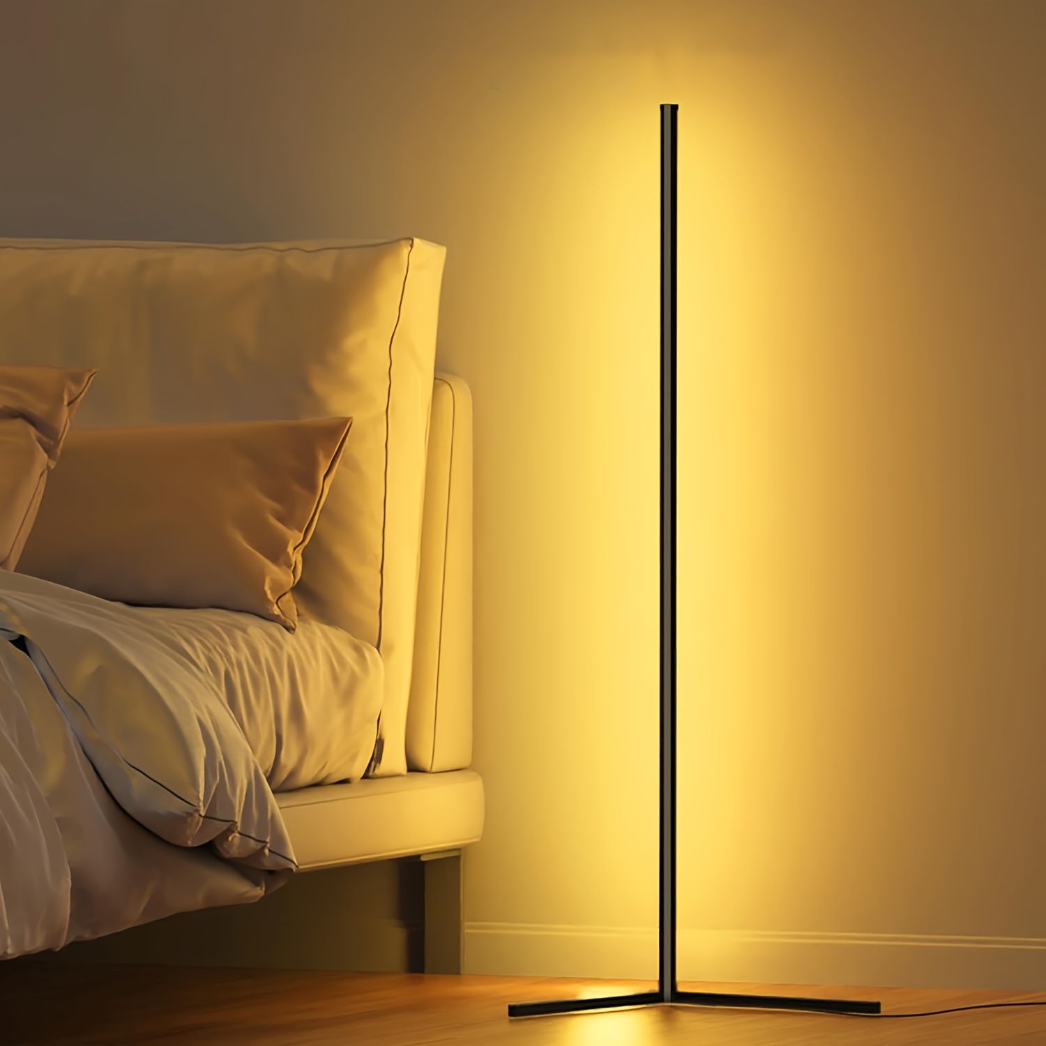 Black Silver 1.6m Floor Light Smart Voice-Controlled Light USB Powered Light