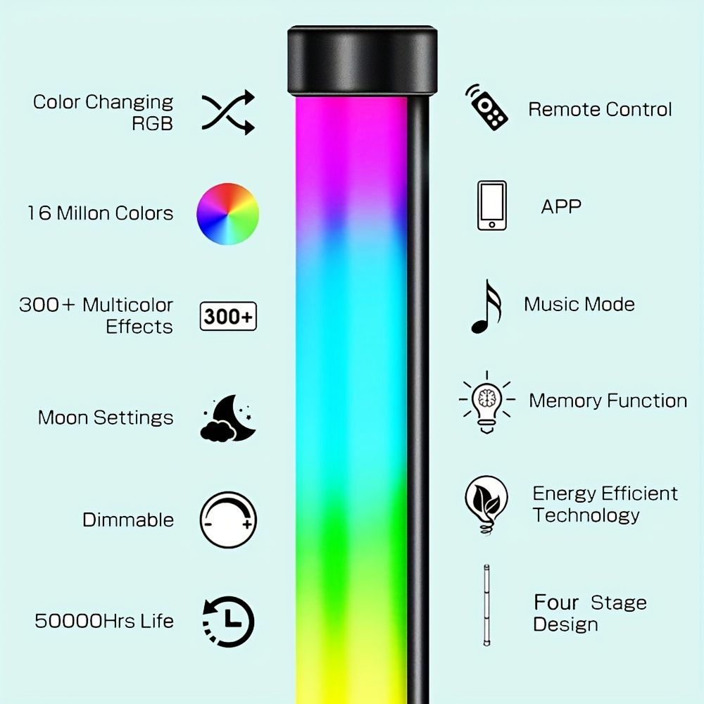 Black Silver 1.6m Floor Light Smart Voice-Controlled Light USB Powered Light view 4