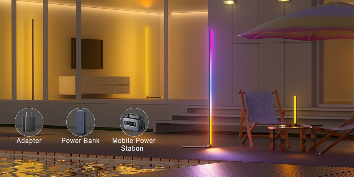 Black Silver 1.6m Floor Light Smart Voice-Controlled Light USB Powered Light view 5