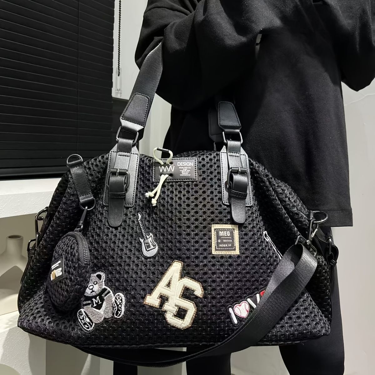 Travel Duffle Bag Embroidered Duffle Bag Stylish Travel Bag Weekend Bag For view 11