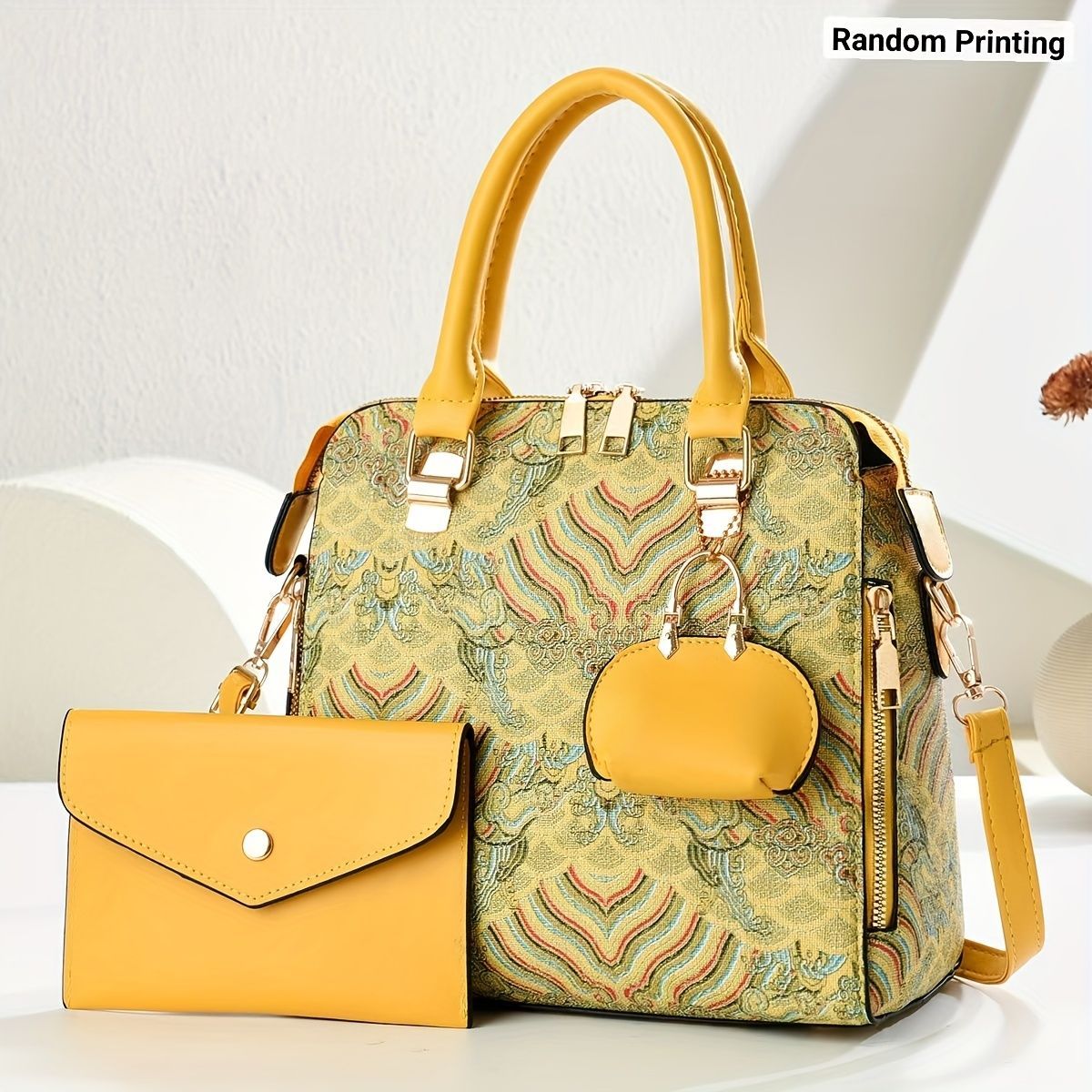 Ladies Hand-Held Bags 2-Piece Set Embroidered Print Retro Stylish Bag With — image 1