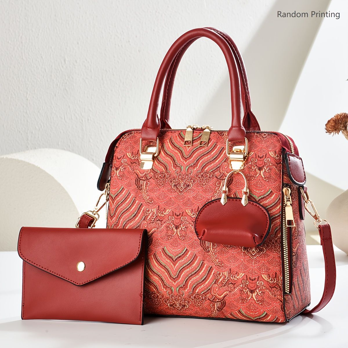 Ladies Hand-Held Bags 2-Piece Set Embroidered Print Retro Stylish Bag With view 4