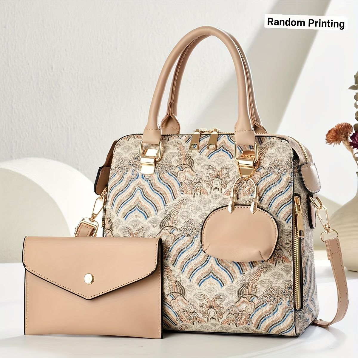 Ladies Hand-Held Bags 2-Piece Set Embroidered Print Retro Stylish Bag With view 5