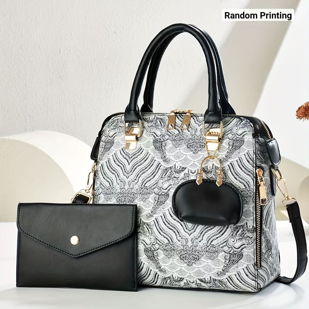 Ladies Hand-Held Bags 2-Piece Set Embroidered Print Retro Stylish Bag With view 6