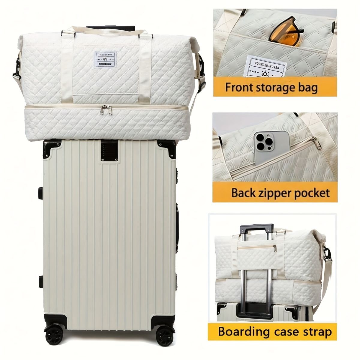 Travel Duffel Bag Small Pouch Travel Accessories Quilted Design Organized view 11