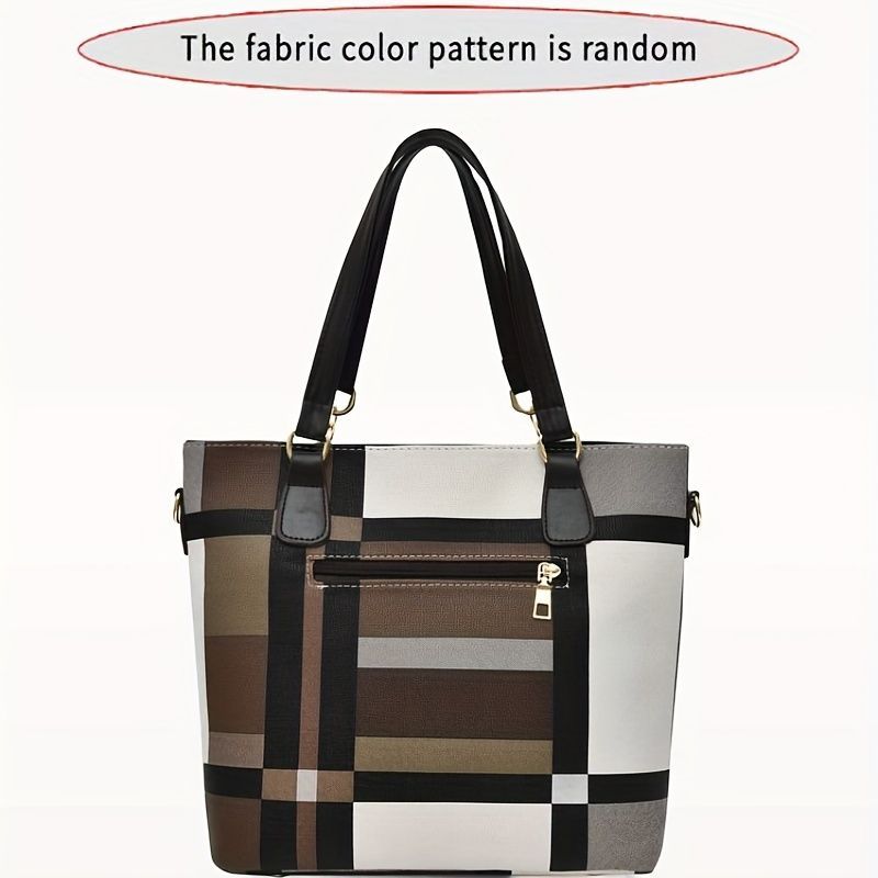Women'S Bag Set Six Piece Bag Set Checkered Bag Large Capacity Bag Korean view 7