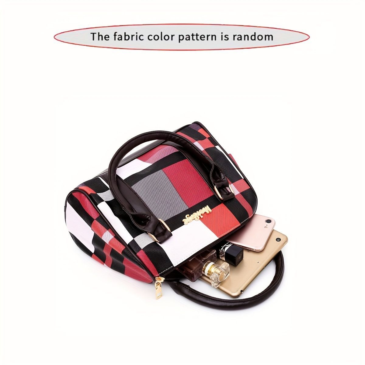 Women'S Bag Set Six Piece Bag Set Checkered Bag Large Capacity Bag Korean view 14