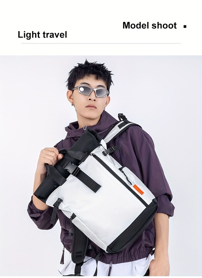 Roll-Top Backpack Travel Backpack Water-Resistant Backpack Unisex Backpack view 8