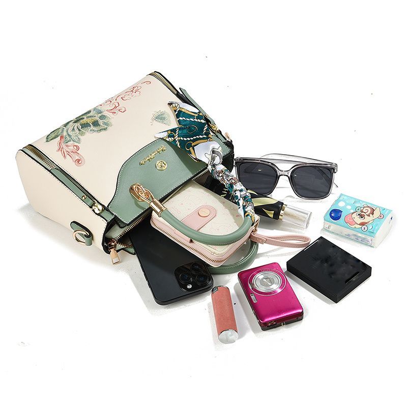 Embroidered Leather Handbag High-Quality Handbag Stylish Handbag Leather Bag view 6