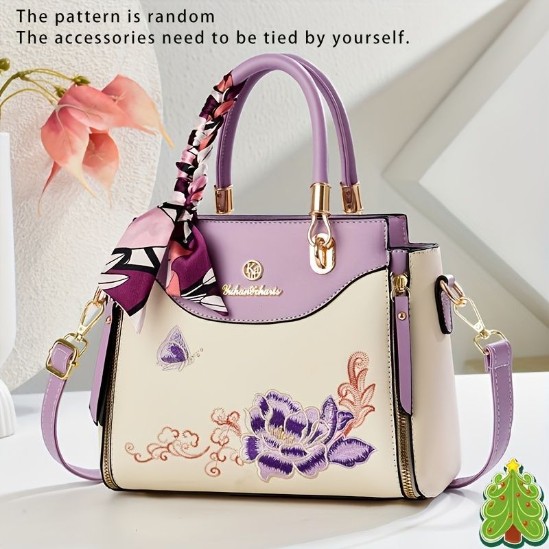 Embroidered Leather Handbag High-Quality Handbag Stylish Handbag Leather Bag view 3