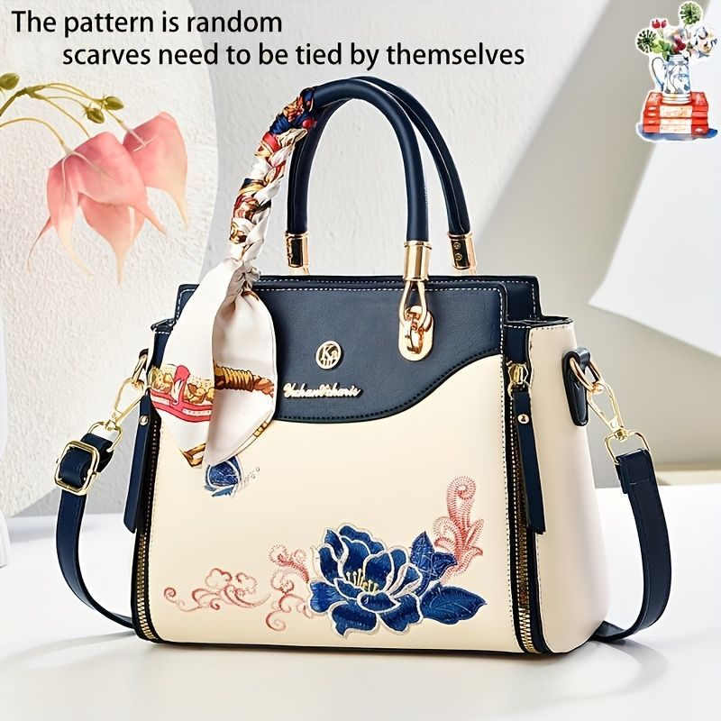Embroidered Leather Handbag High-Quality Handbag Stylish Handbag Leather Bag view 4