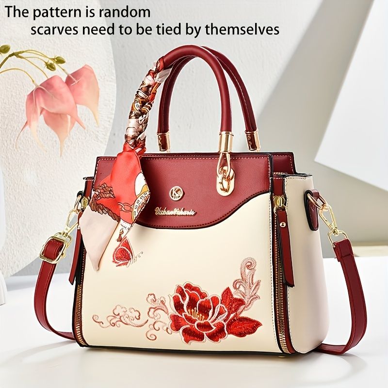 Embroidered Leather Handbag High-Quality Handbag Stylish Handbag Leather Bag view 5