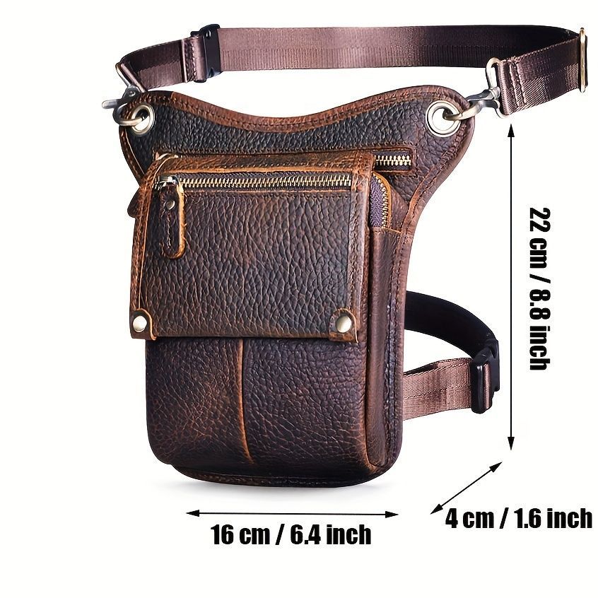 Leather Fanny Pack Top Grain Cowhide Travel Fanny Pack Adjustable Belt Fanny view 3