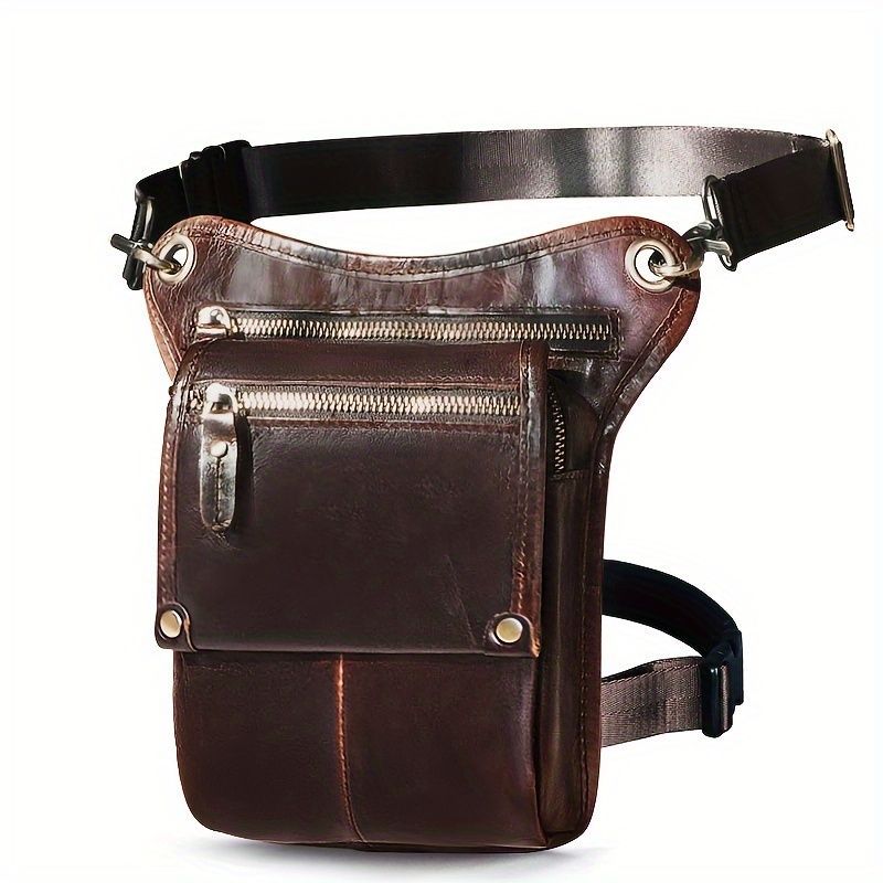 Leather Fanny Pack Top Grain Cowhide Travel Fanny Pack Adjustable Belt Fanny — image 1