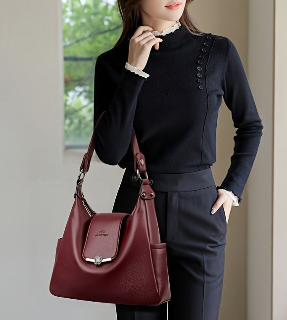 Leather Hobo Bag Shoulder Bag For Women High-Quality Leather Bag Travel — image 1
