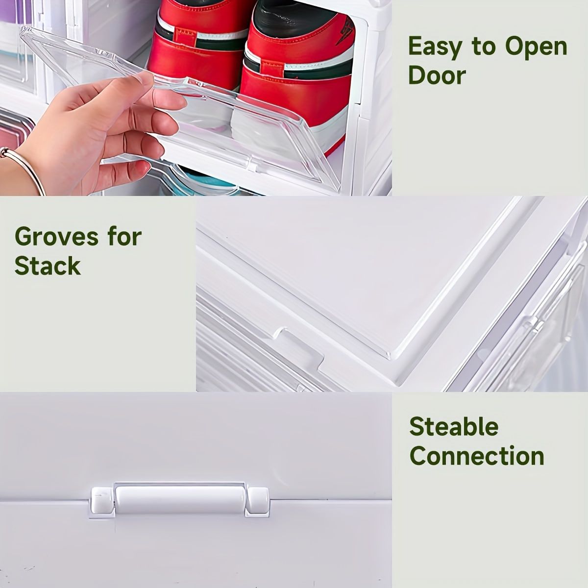 White Black foldable shoe storage boxes view 6