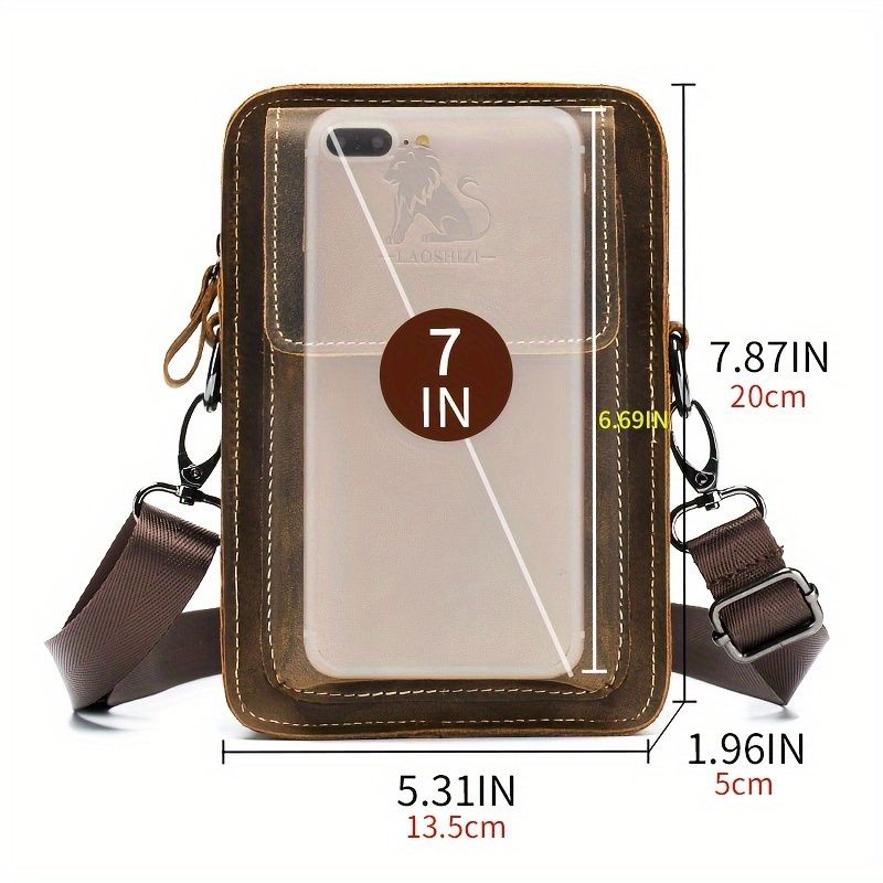 brown Brown Black Leather Cross Body Bag Genuine Leather Bag Travel Bag Daily view 3