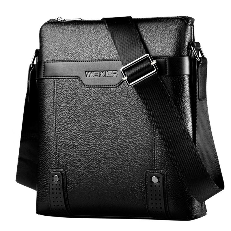 Black Men'S Crossbody Bag Leather Crossbody Bag Travel Bag Everyday Carry Bag view 5