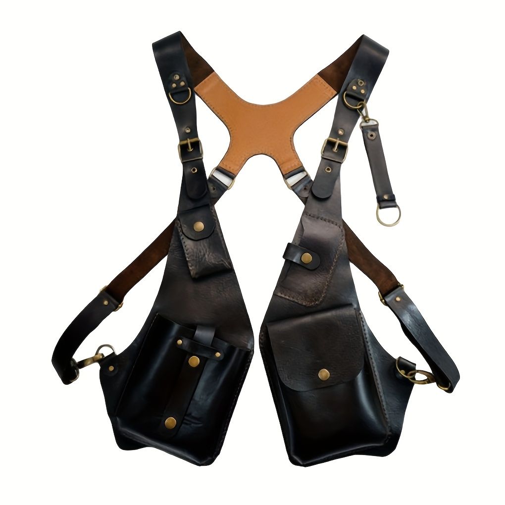 Brown Gray Blue Black Leather Chest Rig Travel Backpack Outdoor Backpack — image 1