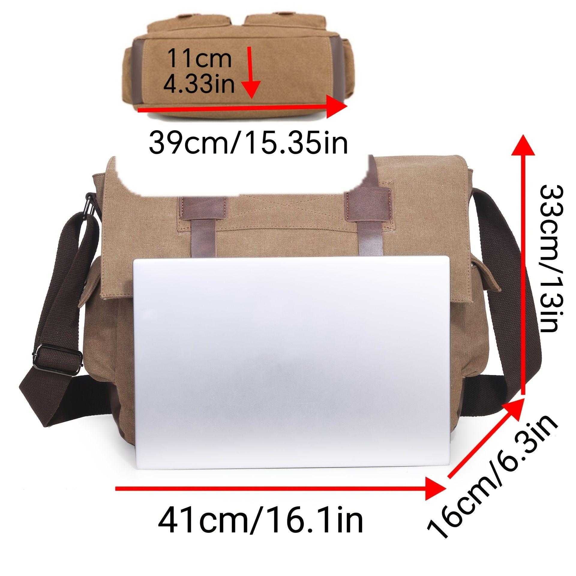 Navy Black Blue Canvas Messenger Bag Travel Bag High-Quality Bag Adjustable view 12