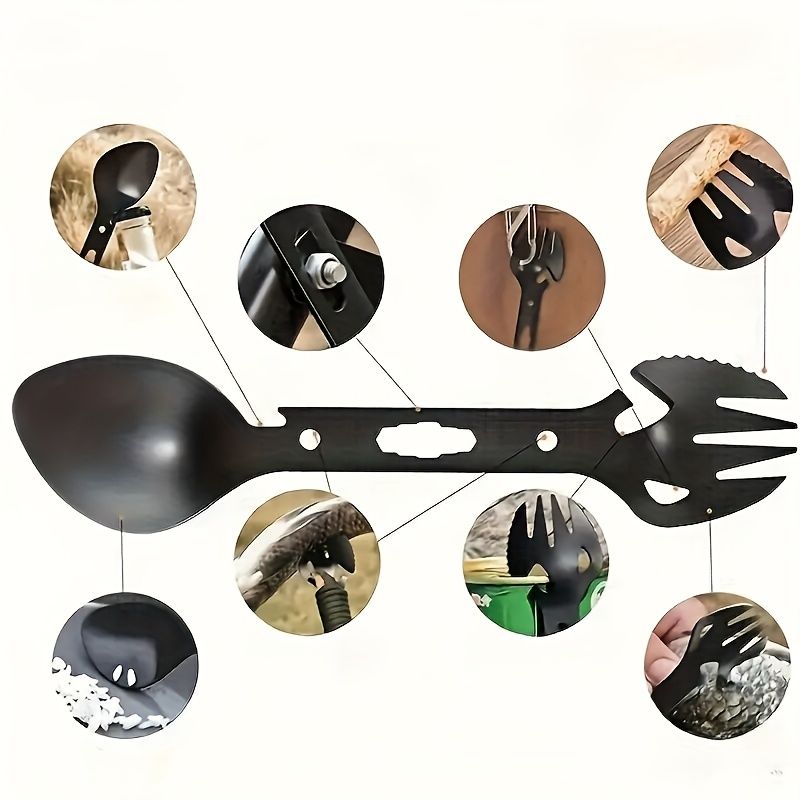 camping spoon, camping fork, multifunctional tool, outdoor dining, camping — image 1