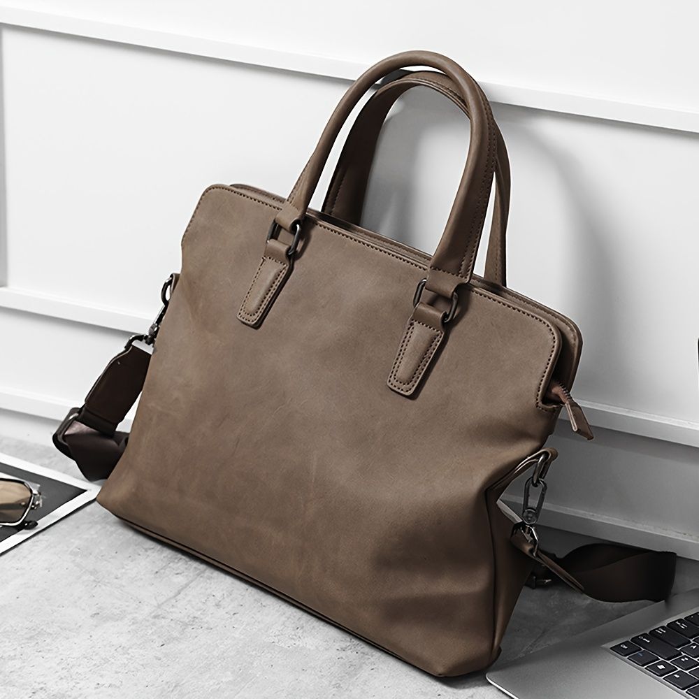 Brown Black Brown Laptop Briefcase Leather Look Travel Bag Work Briefcase For view 7