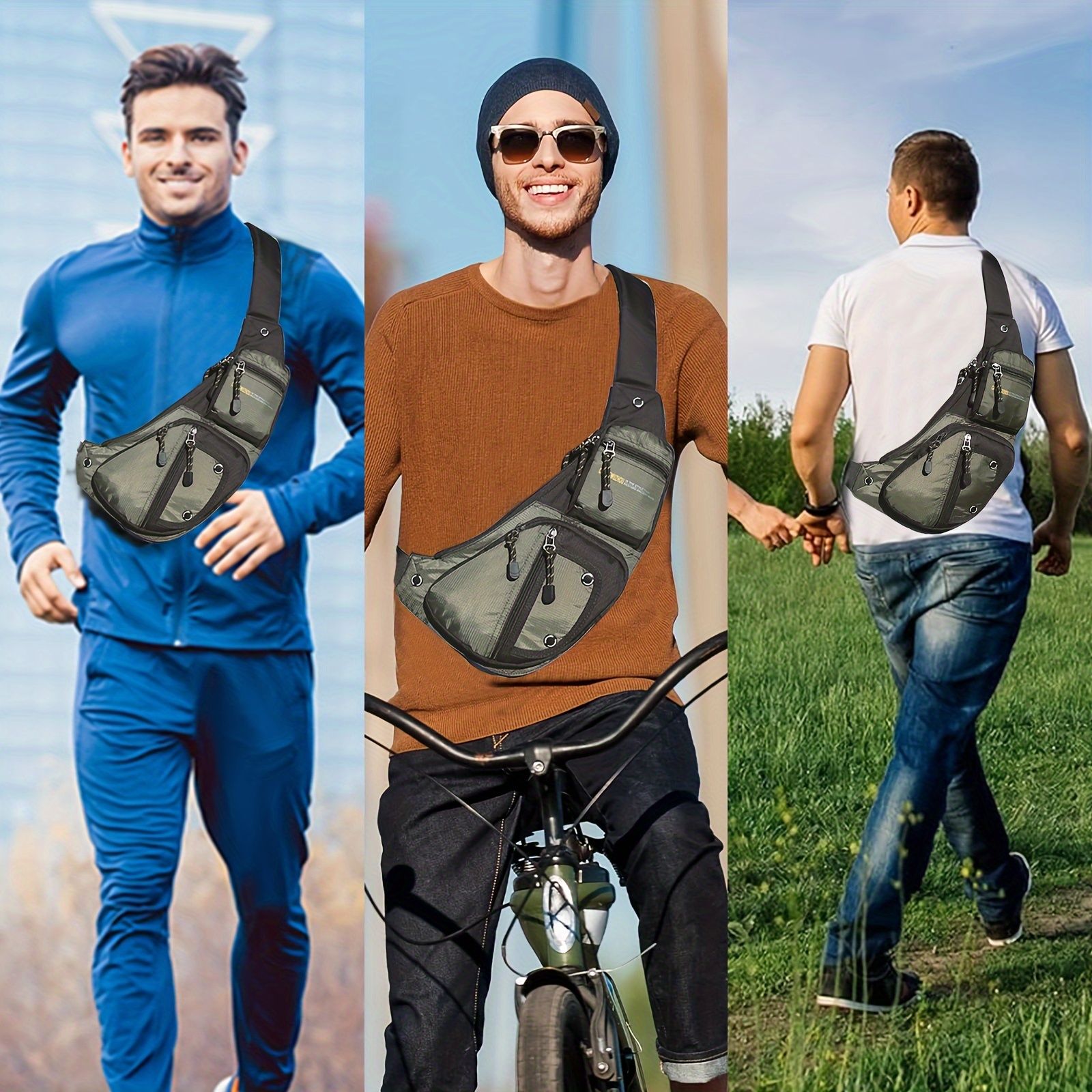 Black Cross-Body Sling Backpack Travel Backpack Grey Backpack Blue Backpack Black view 13