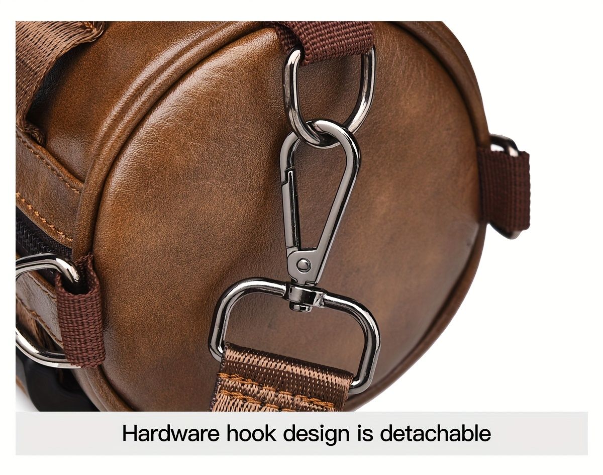Brown Unisex Cross-Body Bag Travel Bag Leather-Like Bag Adjustable Strap Bag view 13