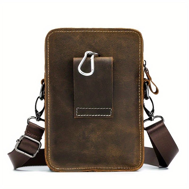 Black brown Leather Cross-Body Bag Genuine Leather Travel Bag Compact view 9
