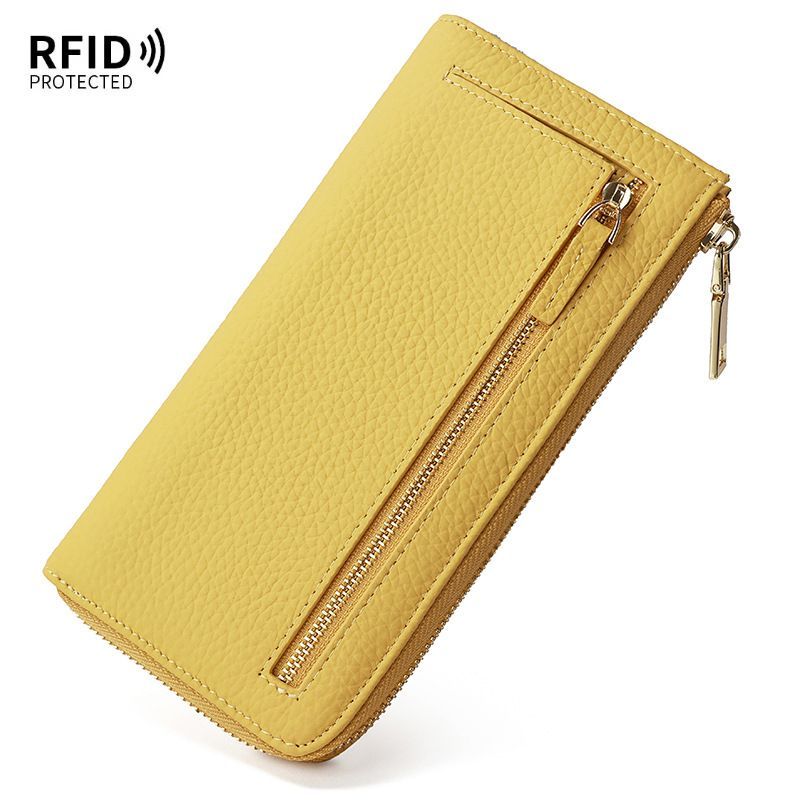 Genuine Leather Wallet RFID Blocking Wallet Long Zipper Clutch Women'S Phone view 6