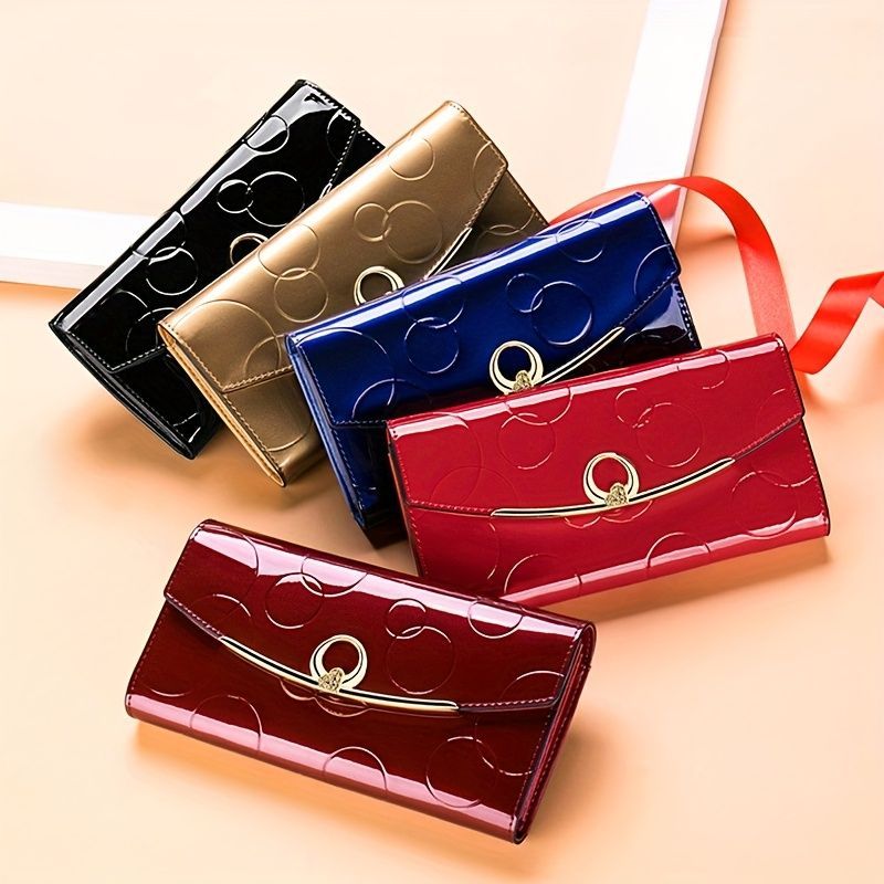 Women'S Genuine Leather Wallet Long Wallet Clutch Large Capacity Wallet - Gold view 4