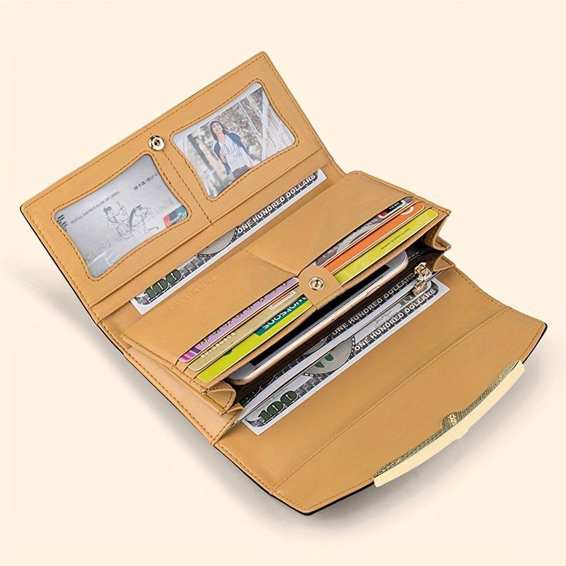 Women'S Genuine Leather Wallet Long Wallet Clutch Large Capacity Wallet - Gold view 12