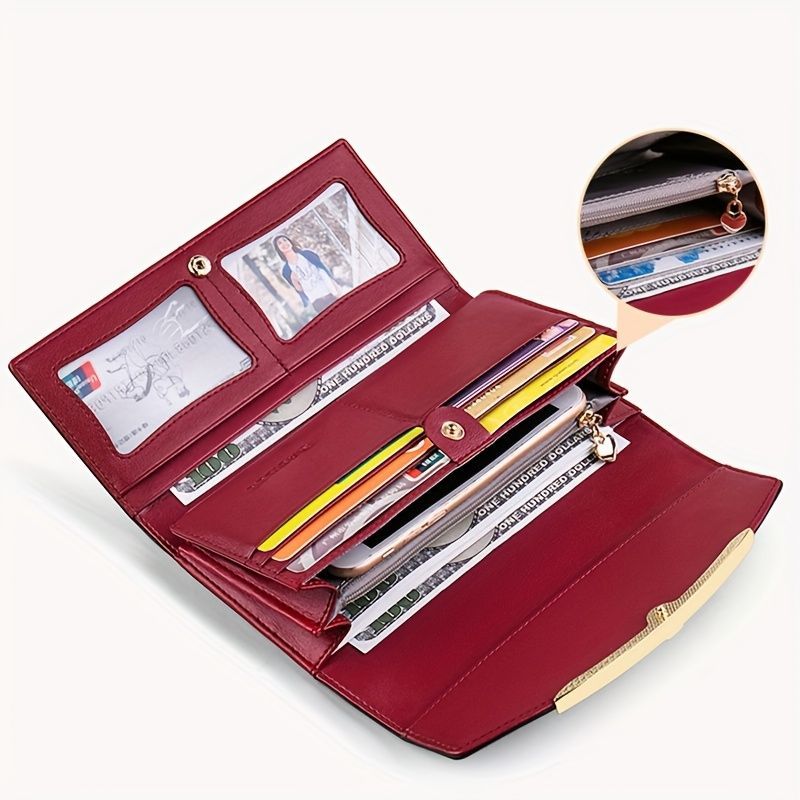 Women'S Genuine Leather Wallet Long Wallet Clutch Large Capacity Wallet - Gold view 13