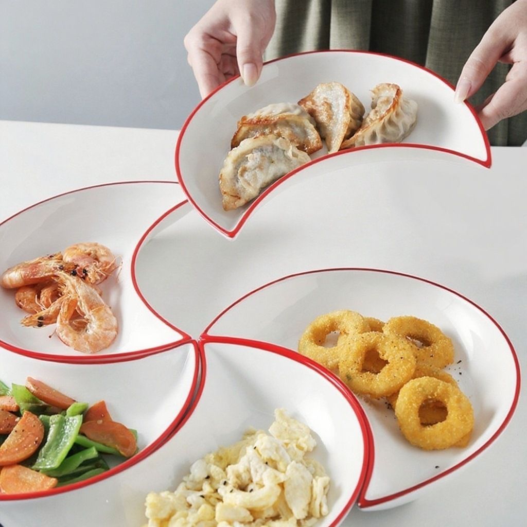 Crescent-Shaped Plate Ceramic Plate Set Party Platter Creative Dish Plate view 2