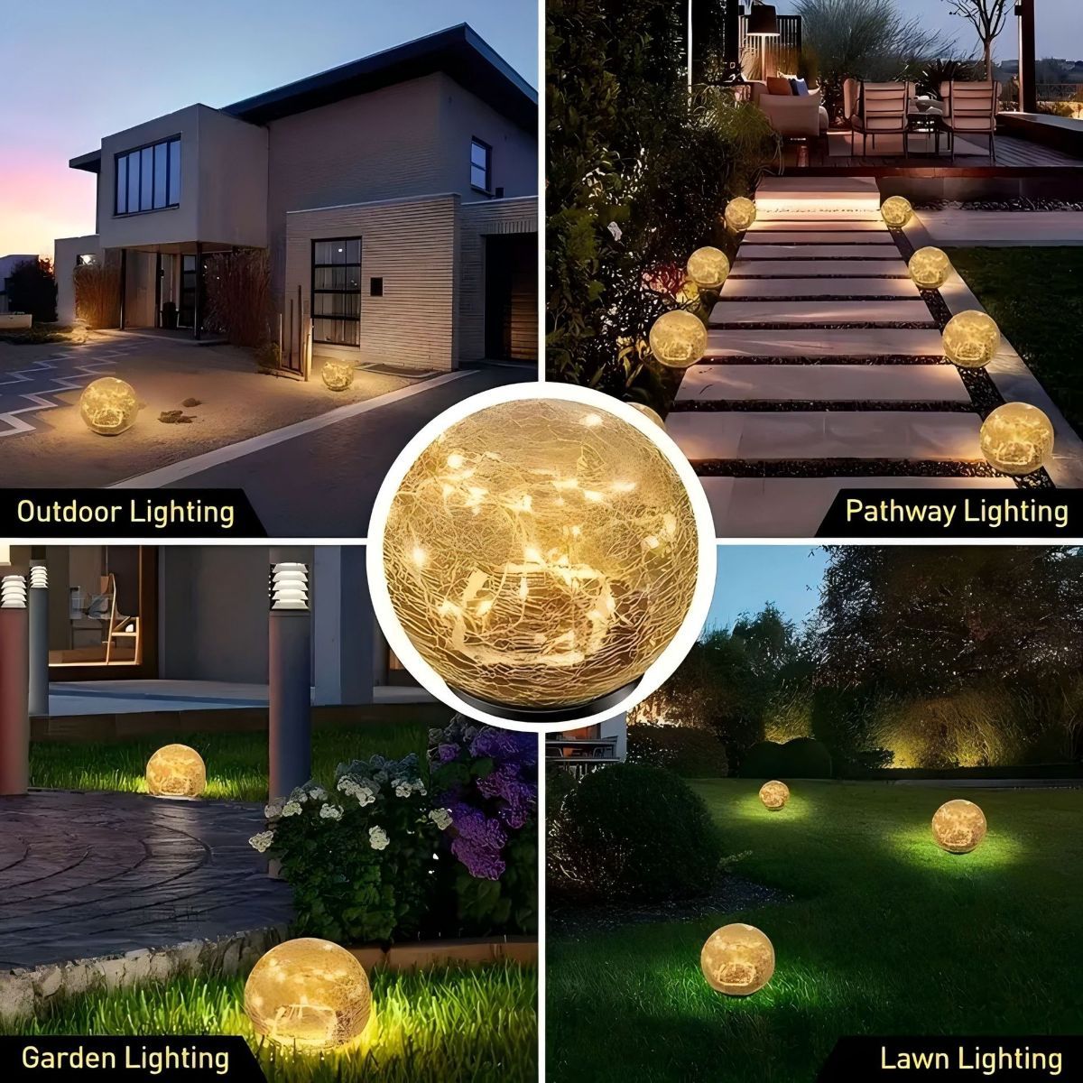 Outdoor Globe Led Garden Lights Pathway Lighting Garden Illumination Lawn view 3