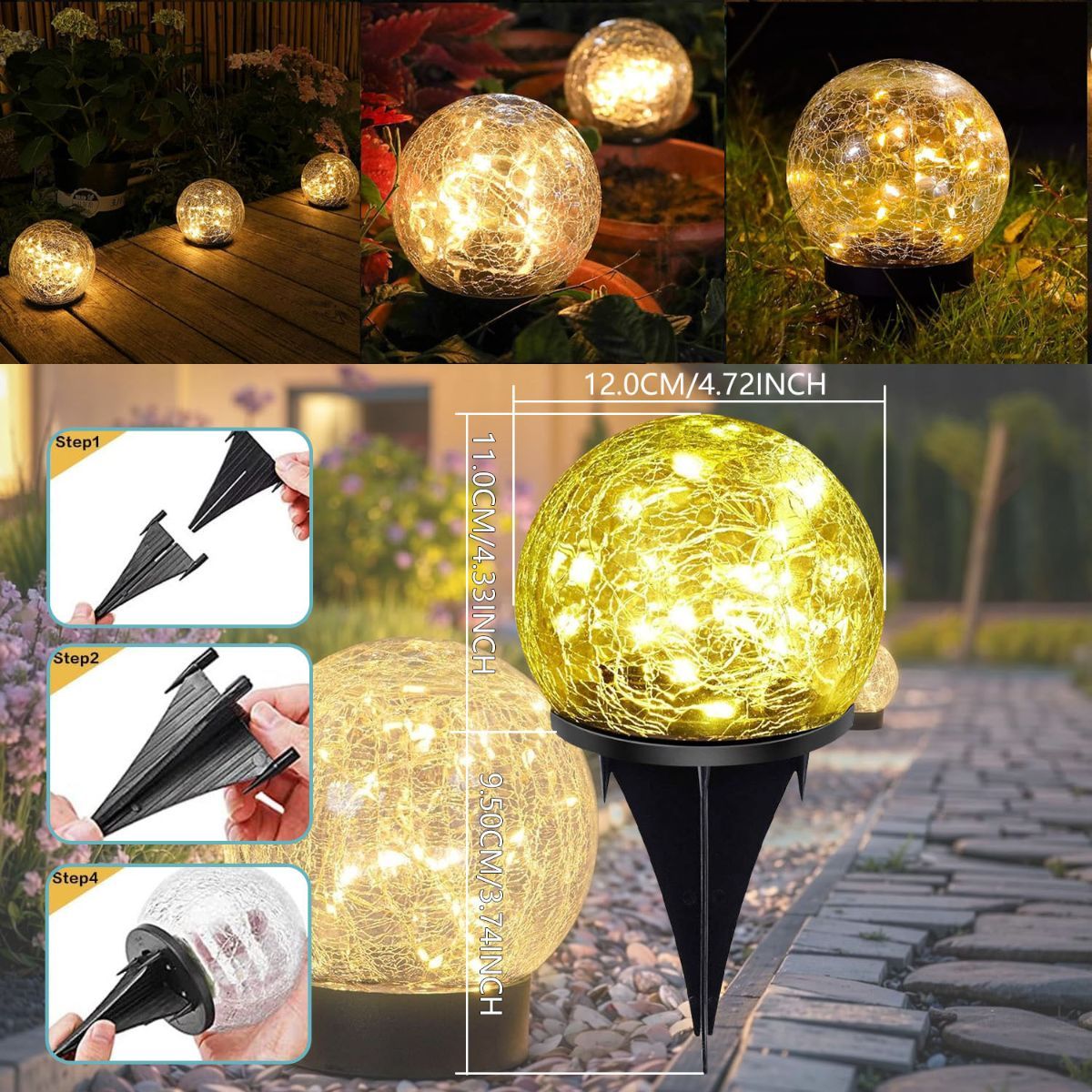 Outdoor Globe Led Garden Lights Pathway Lighting Garden Illumination Lawn view 4