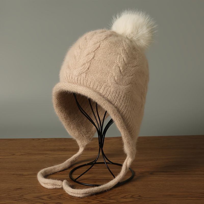 Women'S Winter Hat Hooded Knit Hat Pom-Pom Hat Warm Winter Accessory view 6