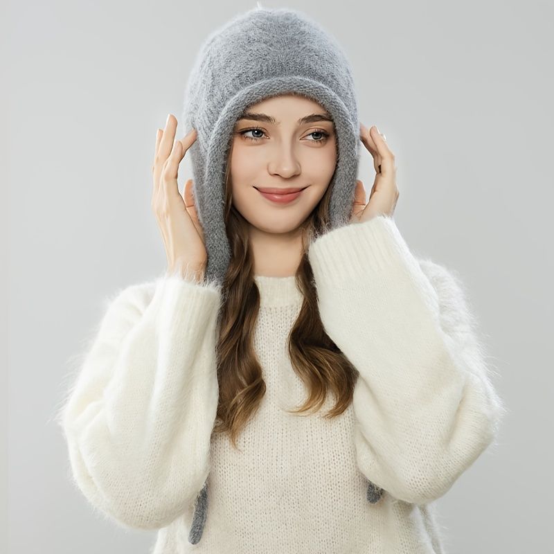 Women'S Winter Hat Hooded Knit Hat Pom-Pom Hat Warm Winter Accessory view 8