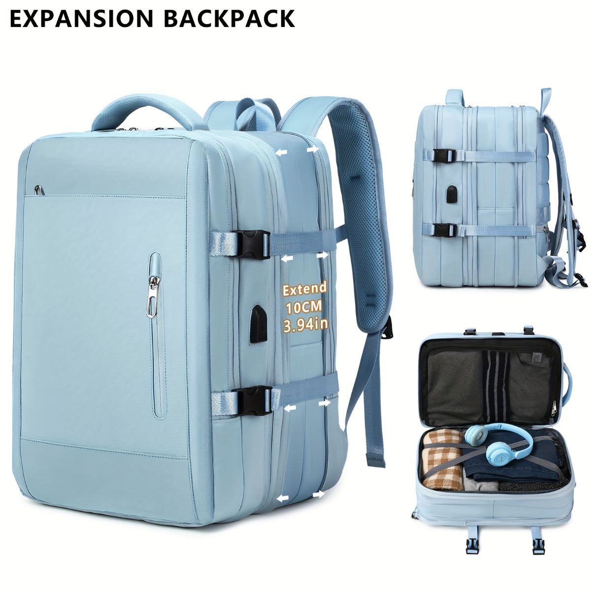 Expansion Backpack Travel Backpack Expandable Storage Multiple Compartments view 6
