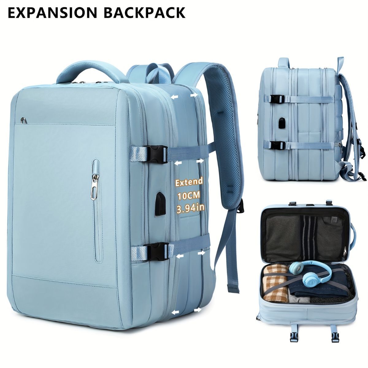 Expansion Backpack Travel Backpack Expandable Storage Multiple Compartments view 11