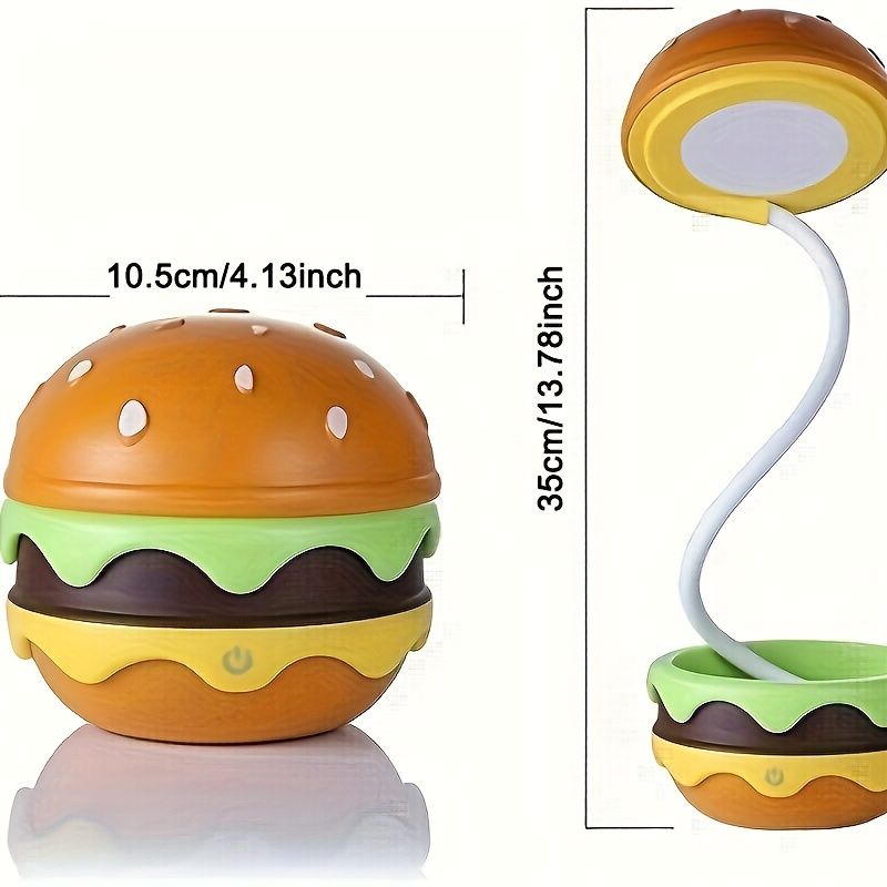 Orange Burger-Shaped Night Light Rechargeable Night Light Touch Switch Night view 3