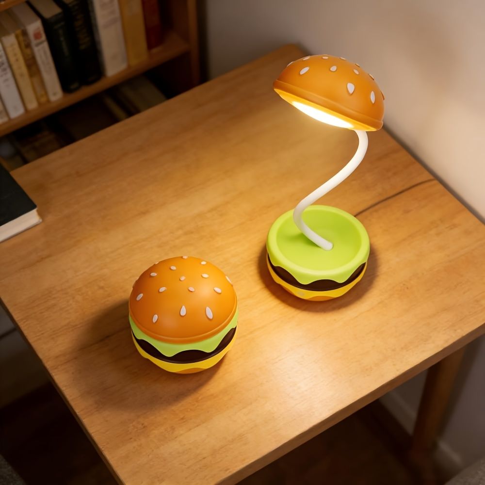 Orange Burger-Shaped Night Light Rechargeable Night Light Touch Switch Night view 5