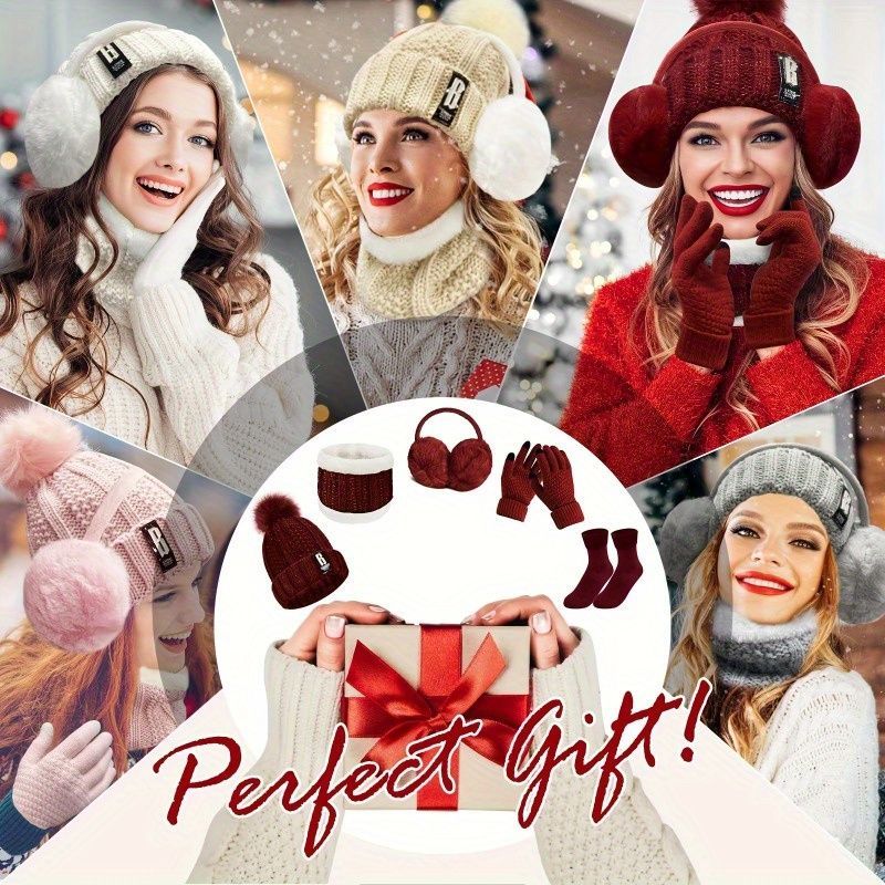 Women'S Winter Accessories 5-Piece Set Winter Beanie Earmuffs Touch-Screen view 10