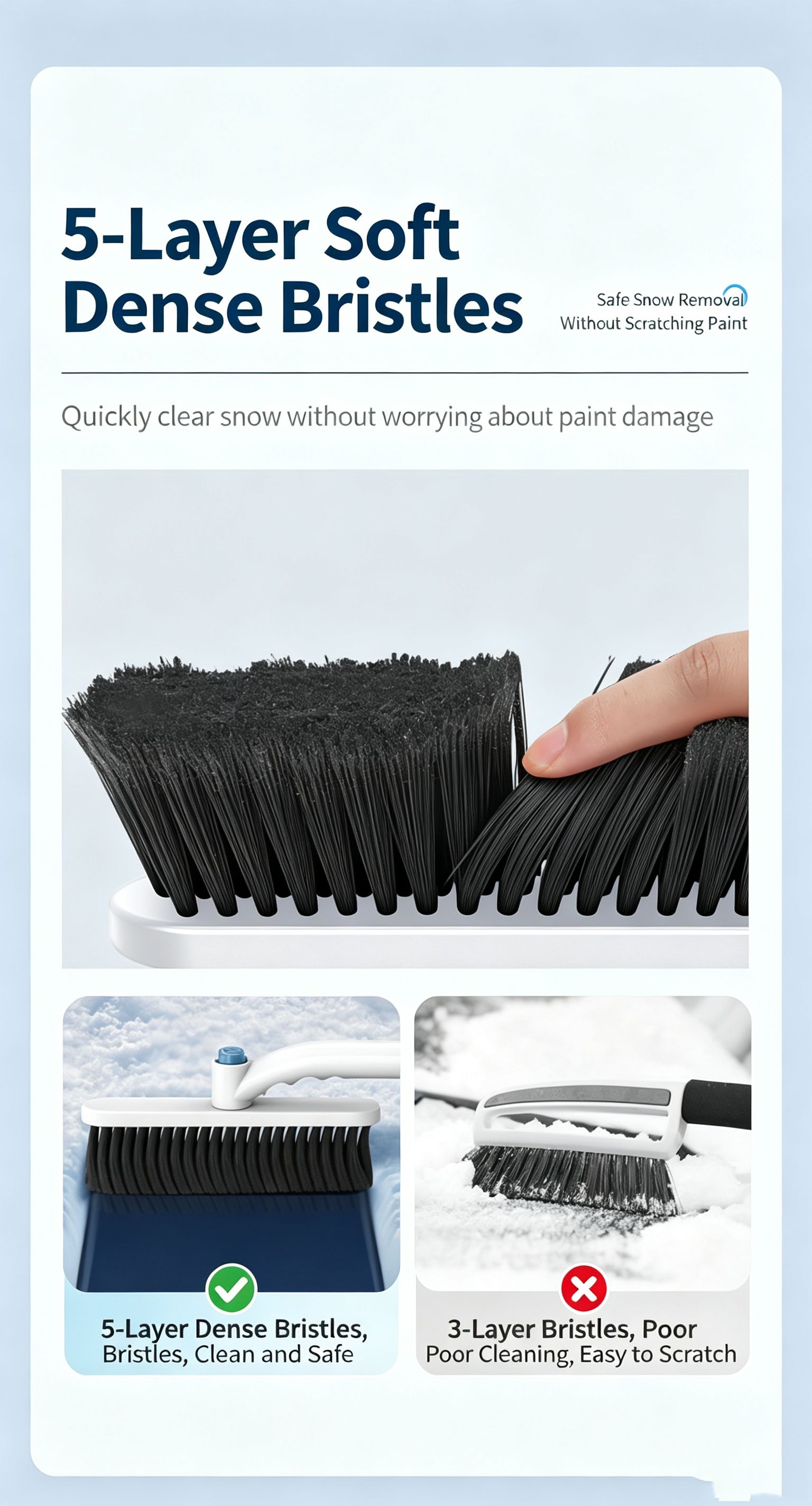 Three-in-One Extendable Car Multi-Function Ice and Frost Removal Shovel,blue view 6